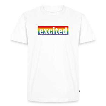 LGBT Rainbow Tshirt excited - Men's Premium Organic T-Shirt - white - Front - Nico (187cm)