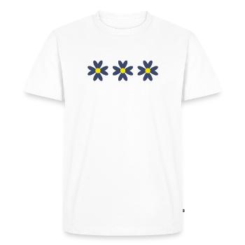FLOWER. FLOWER. NATURE. ECOLOGY. ANNIVERSARY - Men's Premium Organic T-Shirt - white - Front - Nico (187cm)