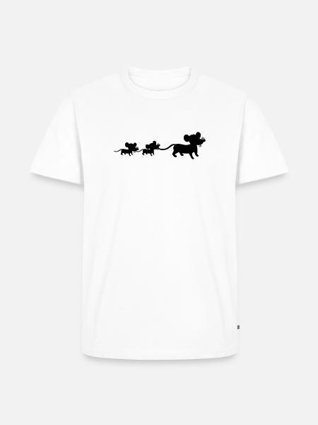 mus, familj, mamma, pappa, 2, barn, mamma, silhuett - Ekologisk premium-T-shirt herr - vit