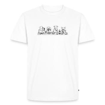 Dining Dogs Line Art - Men's Premium Organic T-Shirt - white - Front - Nico (187cm)