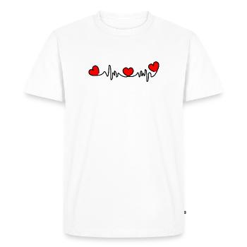 Cardio heart rate with three red hearts - Men's Premium Organic T-Shirt - white - Front - Nico (187cm)