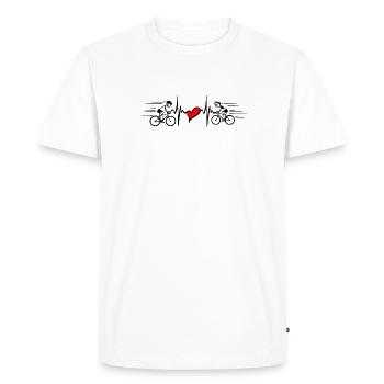 Deux cyclistes avec le rythme cardiaque - T-shirt Premium bio Homme - blanc - Devant - Nico (187cm)