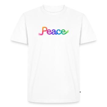 Colorful peace lettering in arrow design - Men's Premium Organic T-Shirt - white - Front - Nico (187cm)