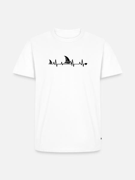 Segelboot herz - Männer Premium Bio T-Shirt - Weiß