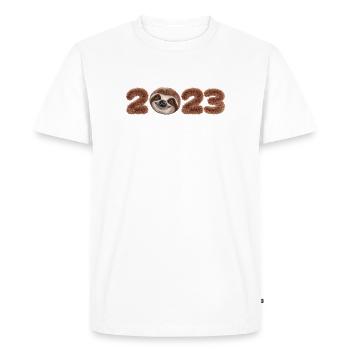 Tenue de réveillon du Nouvel An paresseux 2023 Réveillon du Nouvel An - T-shirt Premium bio Homme - blanc - Devant - Nico (187cm)