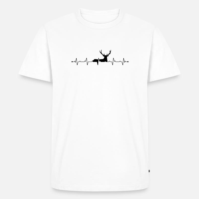 Herzschlag-Hirschjagd - Männer Premium Bio T-Shirt - Weiß