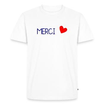 MAÎTRESSE. MAITRE. MERCI. MERCI MAÎTRESSE. MAITRES - T-shirt Premium bio Homme - blanc - Devant - Nico (187cm)