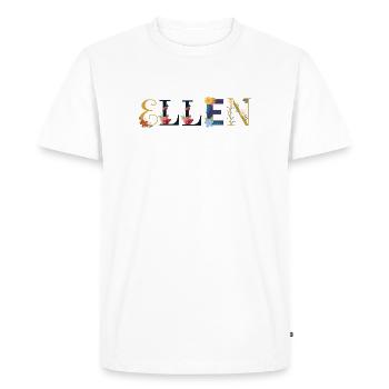 NOM ELLEN DÉCORÉ DE FLEURS - T-shirt Premium bio Homme - blanc - Devant - Nico (187cm)