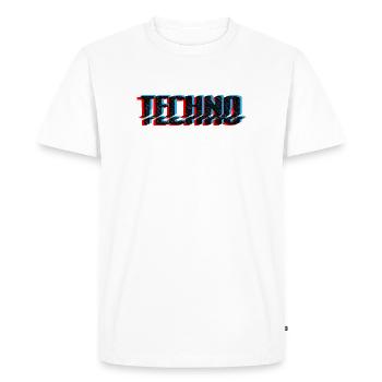 Techno Blue Neon Overprint Typography - Men's Premium Organic T-Shirt - white - Front - Nico (187cm)