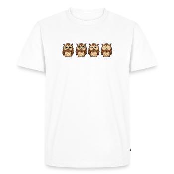 Funny Owl Cartoon Annoyed Look Yawning - Men's Premium Organic T-Shirt - white - Front - Nico (187cm)