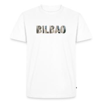 BILBAO – Typographie architecturale moderne - T-shirt Premium bio Homme - blanc - Devant - Nico (187cm)