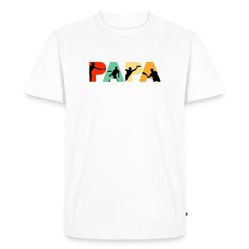 Papa Frisbee Player Ultimate Flying Disc Dad - T-shirt Premium bio Homme - blanc - Devant - Nico (187cm)