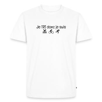 I SORT therefore I am. Triathlon humor gift - Men's Premium Organic T-Shirt - white - Front - Nico (187cm)