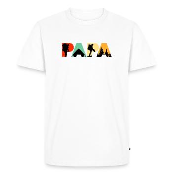 Papa Camping Hiking Retro Vintage Silhouette - Men's Premium Organic T-Shirt - white - Front - Nico (187cm)