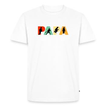 Papa Firefighter Retro Fireman Hero Dad - Men's Premium Organic T-Shirt - white - Front - Nico (187cm)