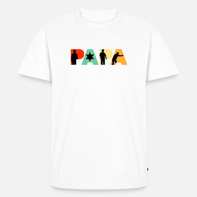 Papa Sheriff Polizeibeamter Polizeigeschenk - Männer Premium Bio T-Shirt - Weiß