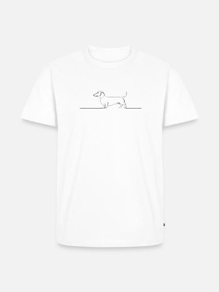 Teckel Dackel One Line Art - Männer Premium Bio T-Shirt - Weiß