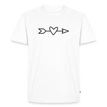 Flèche au cœur – Symbole d’amour et de connexion - T-shirt Premium bio Homme - blanc - Devant - Nico (187cm)