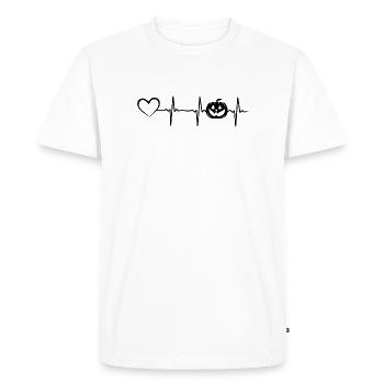 Halloween Citrouille Halloween Battement de cœur Citrouille de cœur - T-shirt Premium bio Homme - blanc - Devant - Nico (187cm)