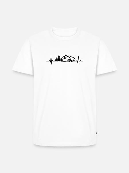 Herzschlag Berge Camping Zelt Natur - Männer Premium Bio T-Shirt - Weiß