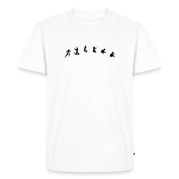 Saut en longueur - T-shirt Premium bio Homme - blanc - Devant - Nico (187cm)