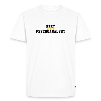Psychologue / Psychiatre / Travail / Psychanalyste - T-shirt Premium bio Homme - blanc - Devant - Nico (187cm)