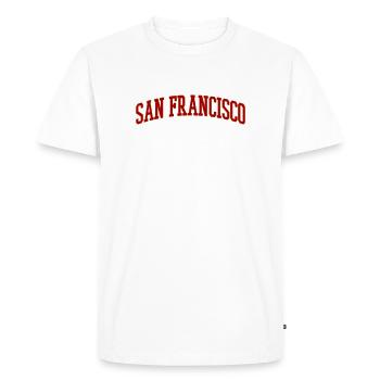 San Francisco Bow Lettering Vintage - Men's Premium Organic T-Shirt - white - Front - Nico (187cm)