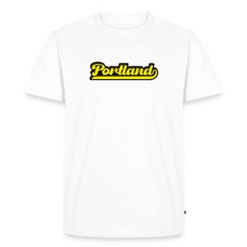 Lettrage rétro Portland Oregon - T-shirt Premium bio Homme - blanc - Devant - Nico (187cm)