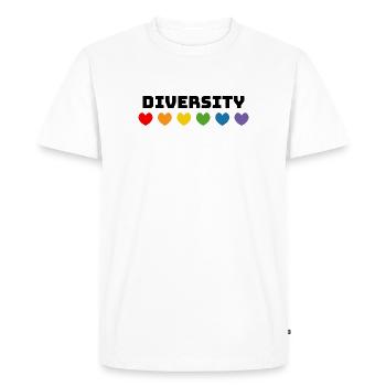 Rainbow Hearts Diversité LGBT lgbtqi queer - T-shirt Premium bio Homme - blanc - Devant - Nico (187cm)