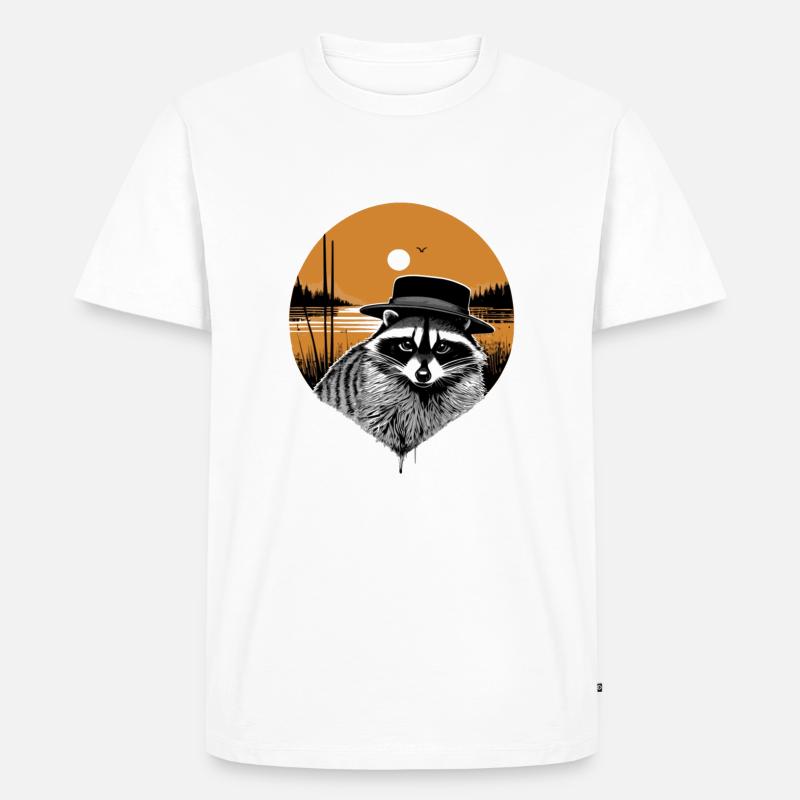 Waschbär mit Hut - Männer Premium Bio T-Shirt - Weiß