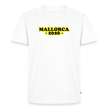 Majorque 2026 - T-shirt Premium bio Homme - blanc - Devant - Nico (187cm)