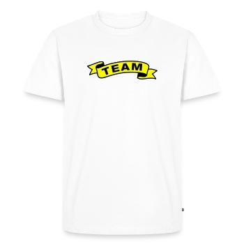 Équipe Banderole - T-shirt Premium bio Homme - blanc - Devant - Nico (187cm)