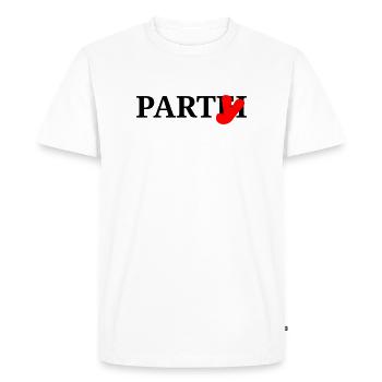 Parti de la fête - T-shirt Premium bio Homme - blanc - Devant - Nico (187cm)