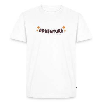Aventure Ronde et Étoiles Orange - T-shirt Premium bio Homme - blanc - Devant - Nico (187cm)