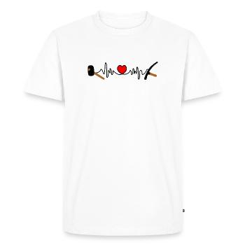 Paver cardio coup dur avec coeur rouge, - T-shirt Premium bio Homme - blanc - Devant - Nico (187cm)
