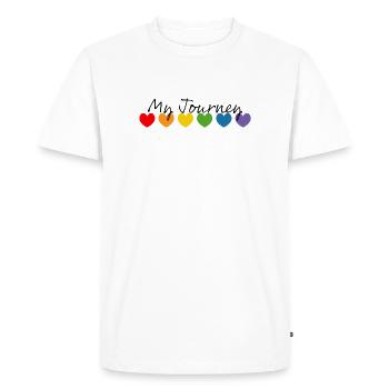 Rainbow hearts my journey black - Men's Premium Organic T-Shirt - white - Front - Nico (187cm)