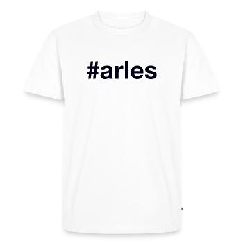 ARLES Hashtag - T-shirt Premium bio Homme - blanc - Devant - Nico (187cm)