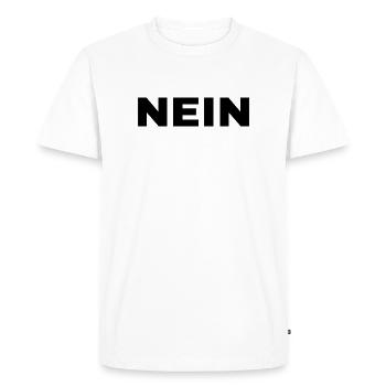 Minimalisme NO Design – Drôle de phrase dans - T-shirt Premium bio Homme - blanc - Devant - Nico (187cm)
