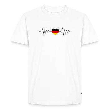 Germany Heartbeat ECG Football Fan Shirt - Men's Premium Organic T-Shirt - white - Front - Nico (187cm)