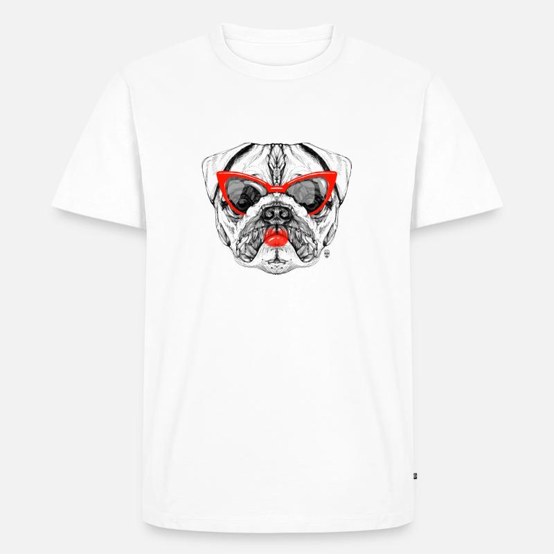 Mops-Dame - Männer Premium Bio T-Shirt - Weiß