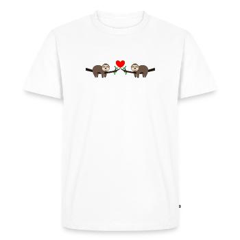 Saint-Valentin, Saint-Valentin, Saint-Valentin - T-shirt Premium bio Homme - blanc - Devant - Nico (187cm)