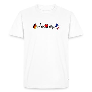 Cardio cardiaque avec drapeau de l’Allemagne et drapeau de la France - T-shirt Premium bio Homme - blanc - Devant - Nico (187cm)