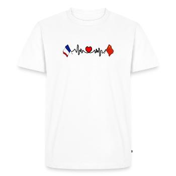 Cardio coeur avec drapeau France et drapeau Chine - T-shirt Premium bio Homme - blanc - Devant - Nico (187cm)