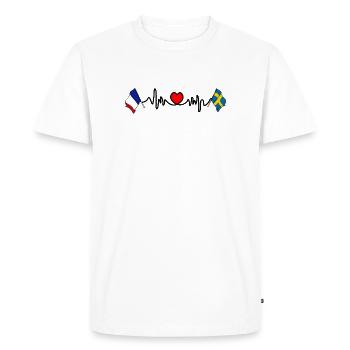 Cardio coeur avec drapeau France et drapeau Suède - T-shirt Premium bio Homme - blanc - Devant - Nico (187cm)