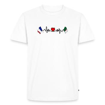 Cardio cœur Drapeau France, drapeau Algérie - T-shirt Premium bio Homme - blanc - Devant - Nico (187cm)