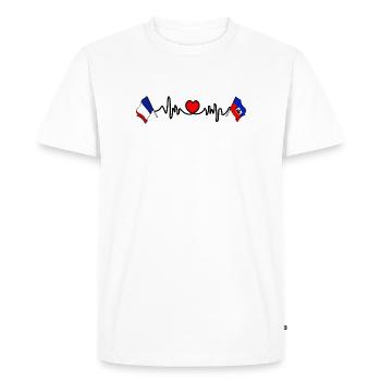 Cardio cœur avec Flag France et drapeau Haïti - T-shirt Premium bio Homme - blanc - Devant - Nico (187cm)