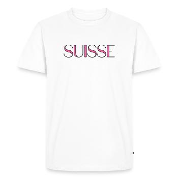 SUISSE. PAYS. GENEVE. SUISSE. HUMOUR. PAYS - T-shirt Premium bio Homme - blanc - Devant - Nico (187cm)