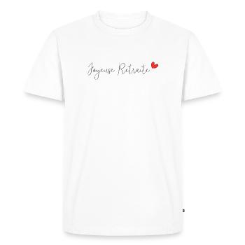 RETRAITE. RETRAITE. RETRAITEE. RETRAITE - T-shirt Premium bio Homme - blanc - Devant - Nico (187cm)