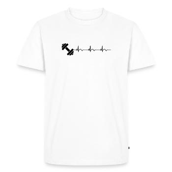 Gymnase, Gymnase, Gymnase, Bodybuilding, ECG, Battement de cœur - T-shirt Premium bio Homme - blanc - Devant - Nico (187cm)