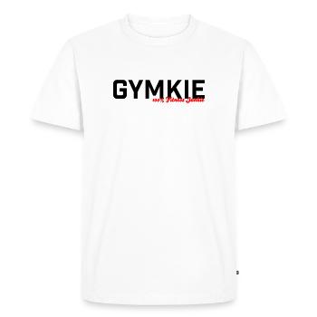 Gymkie Fitness Junkie Gym Sport Shirt - Men's Premium Organic T-Shirt - white - Front - Nico (187cm)